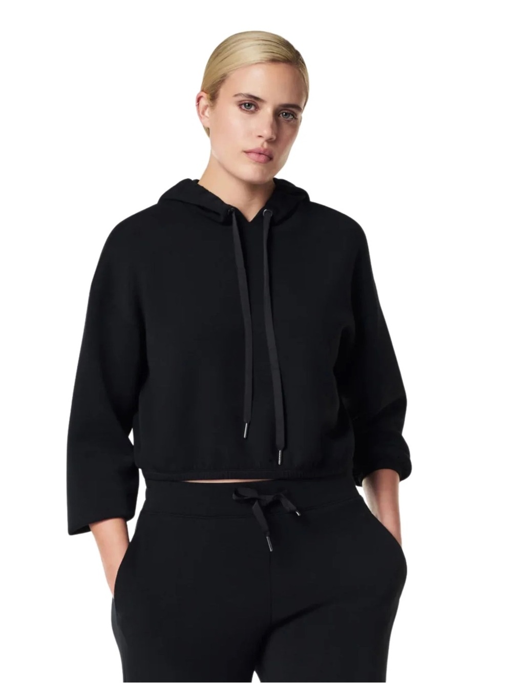 SPANX Black Cropped Hoodie - Women's